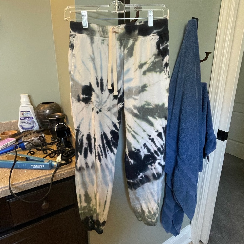 Electric & Rose Black and Cream Tie-Dye Jogger Pants